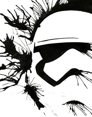 No. 31: close-up of a white stormtrooper helmet outlined by a black visor and black paint splashes.